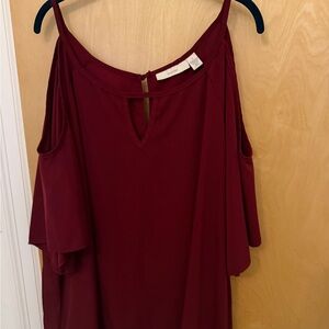 Sejour Burgundy Cold Shoulder Blouse